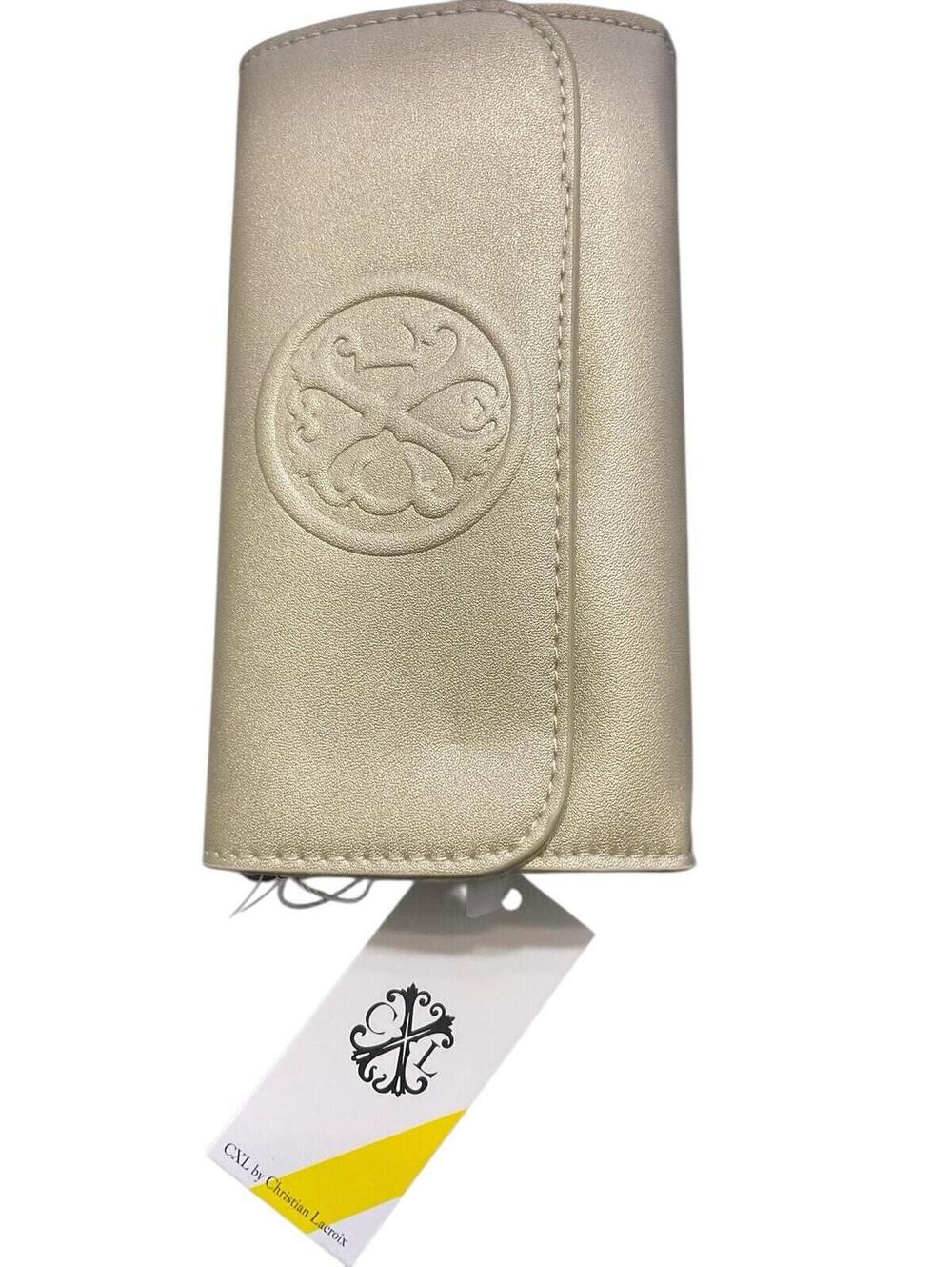 Brand New CXL by Christian Lacroix Bali Caviar Small Clutch Wristlet Gold